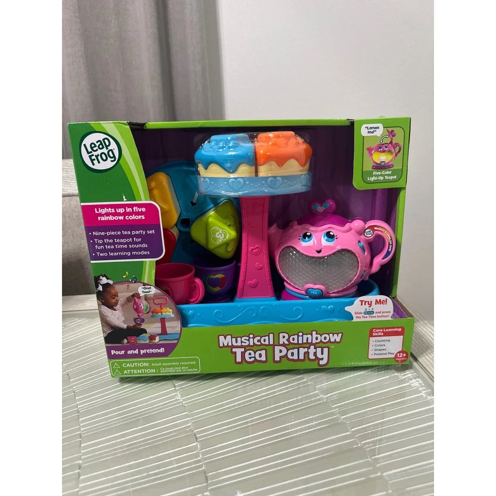 LeapFrog Musical Rainbow Tea Party Pink Light-Up Teapot 9-Piece Toddler Toy Set